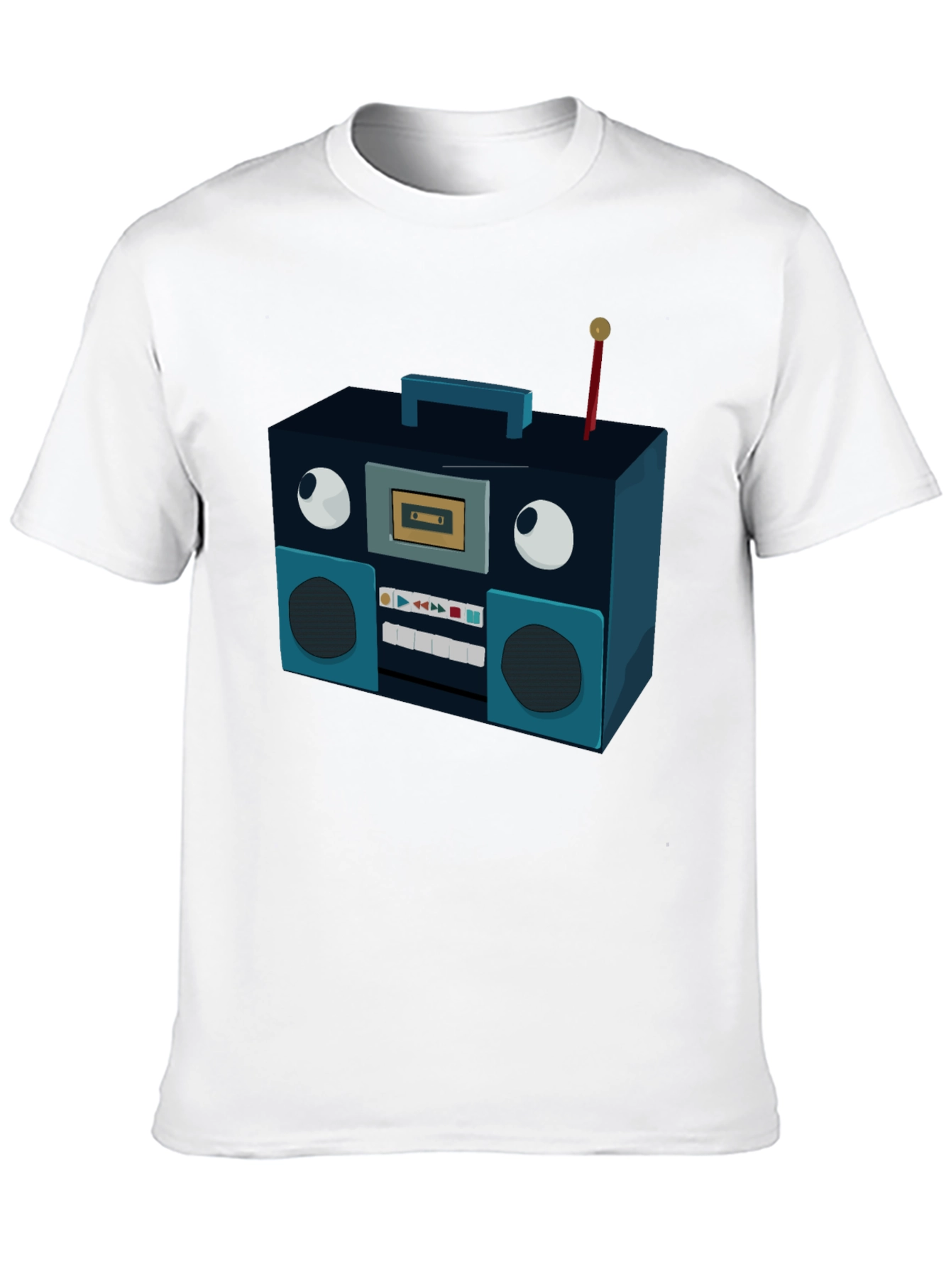 Retro Radio Graphic Tee - Black Cotton Blend