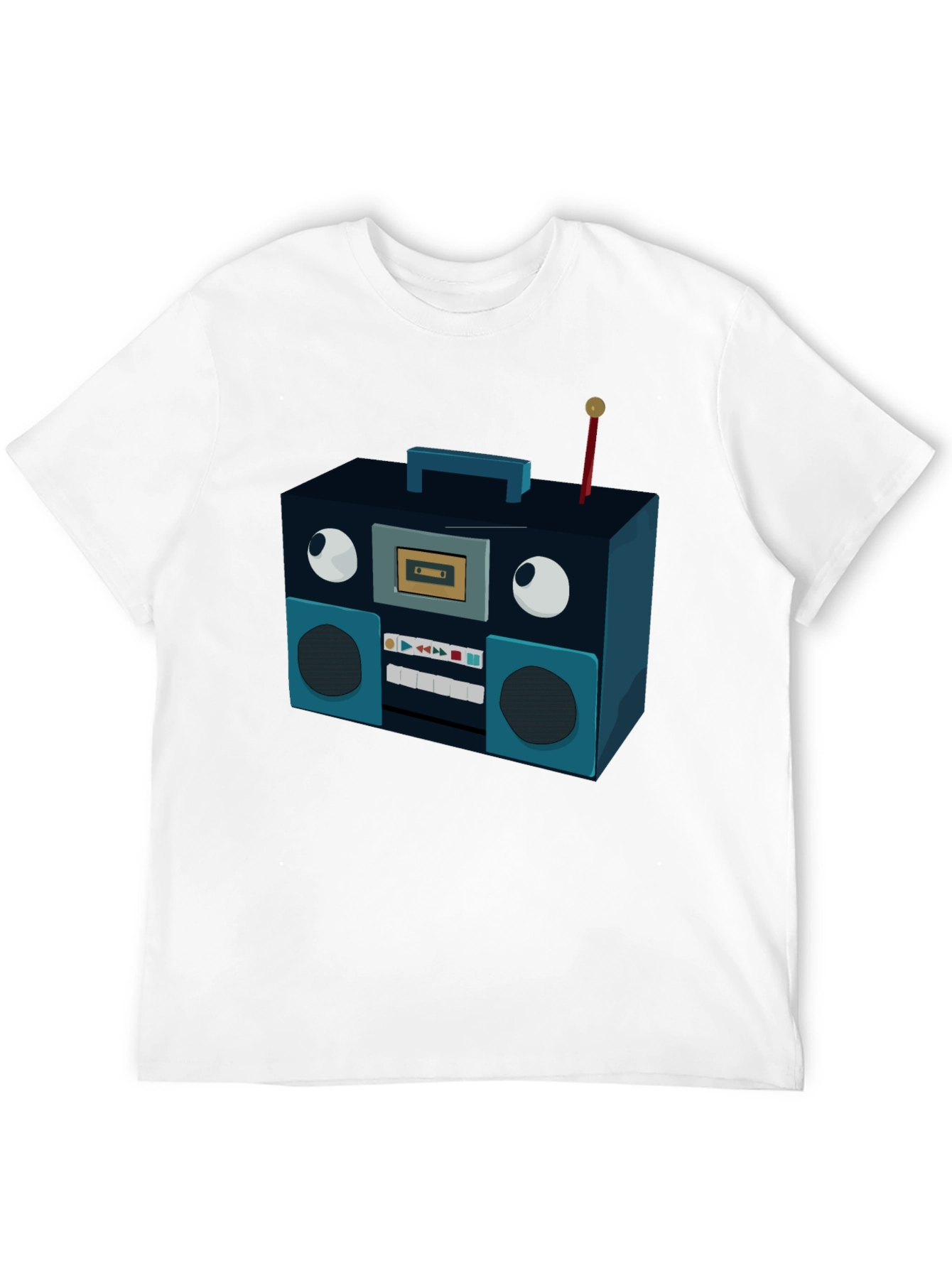 Retro Radio Graphic Tee - Black Cotton Blend