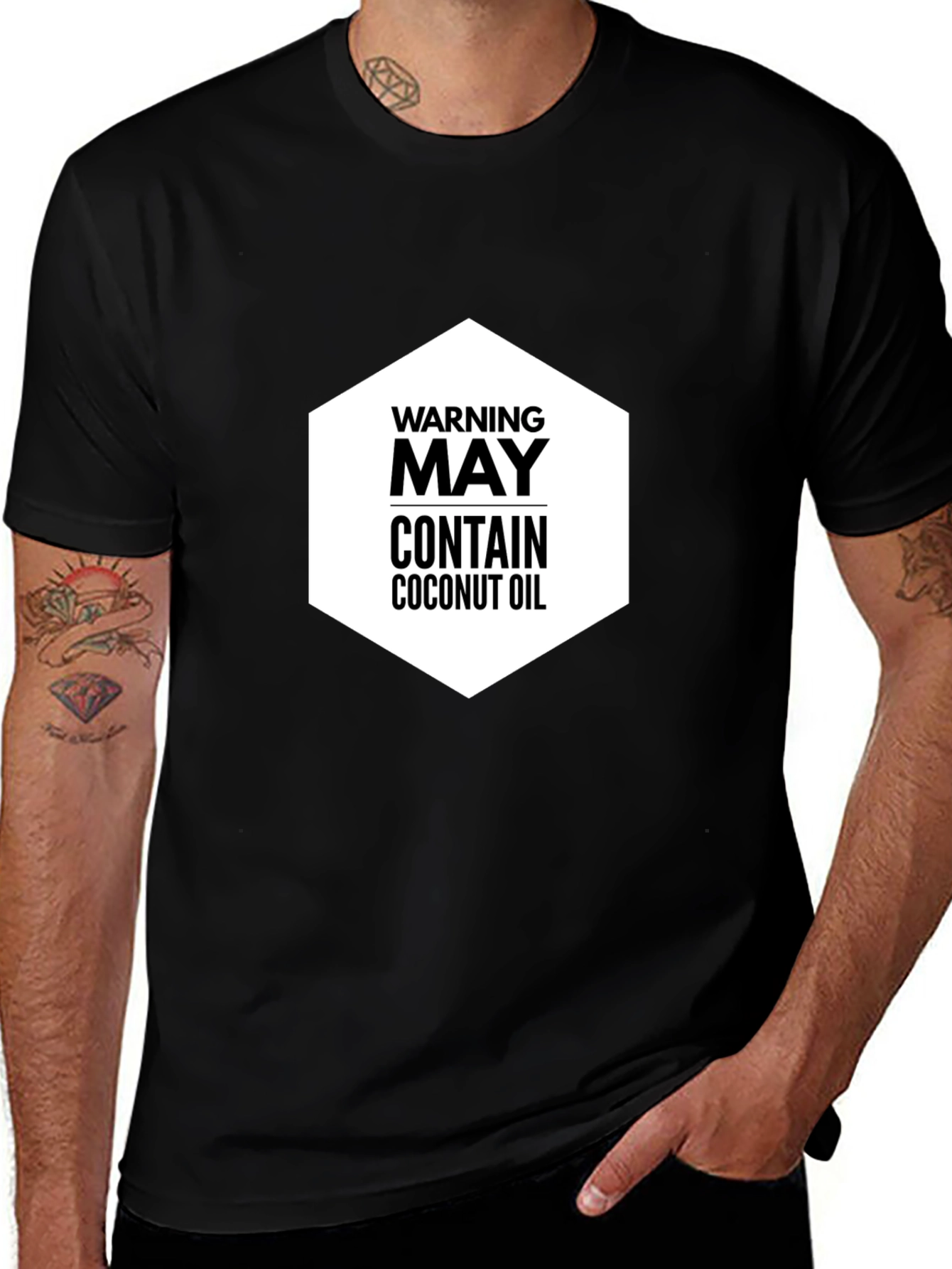 Warning May Contain Coconut Oil Graphic Tee