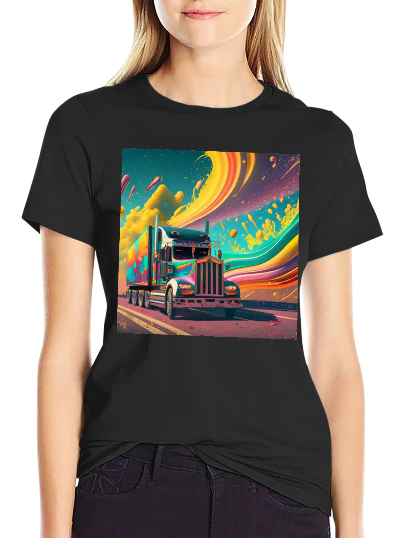 Abstract Painting Of A Heavy Truck Unisex Casual T-Shirt – Clean Design For Daily Comfort