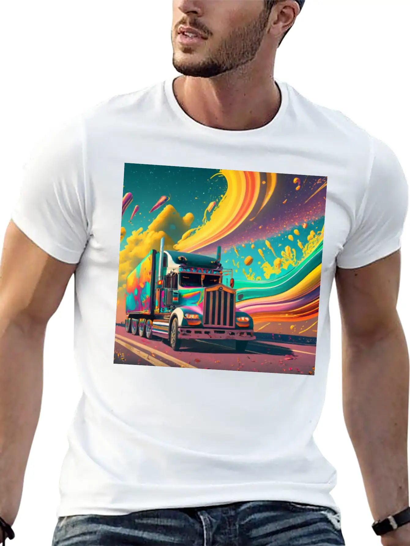 Abstract Painting Of A Heavy Truck Unisex Casual T-Shirt – Clean Design For Daily Comfort