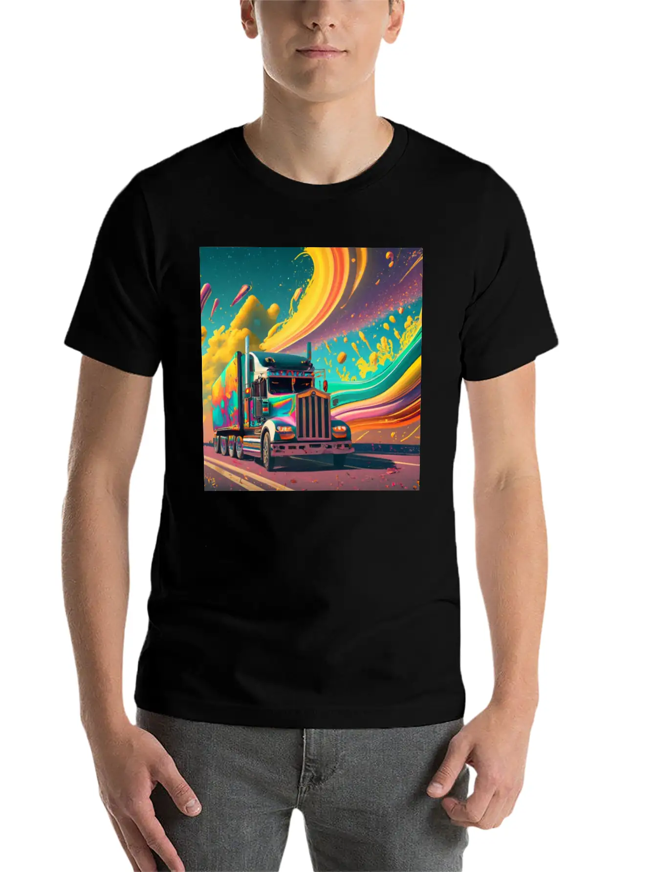 Abstract Painting Of A Heavy Truck Unisex Casual T-Shirt – Clean Design For Daily Comfort