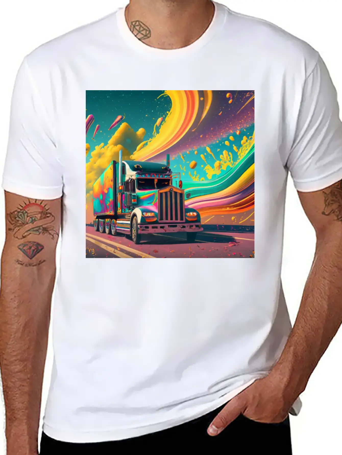 Abstract Painting Of A Heavy Truck Unisex Casual T-Shirt – Clean Design For Daily Comfort