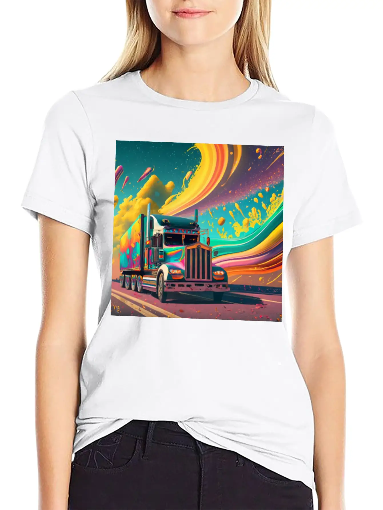 Abstract Painting Of A Heavy Truck Unisex Casual T-Shirt – Clean Design For Daily Comfort