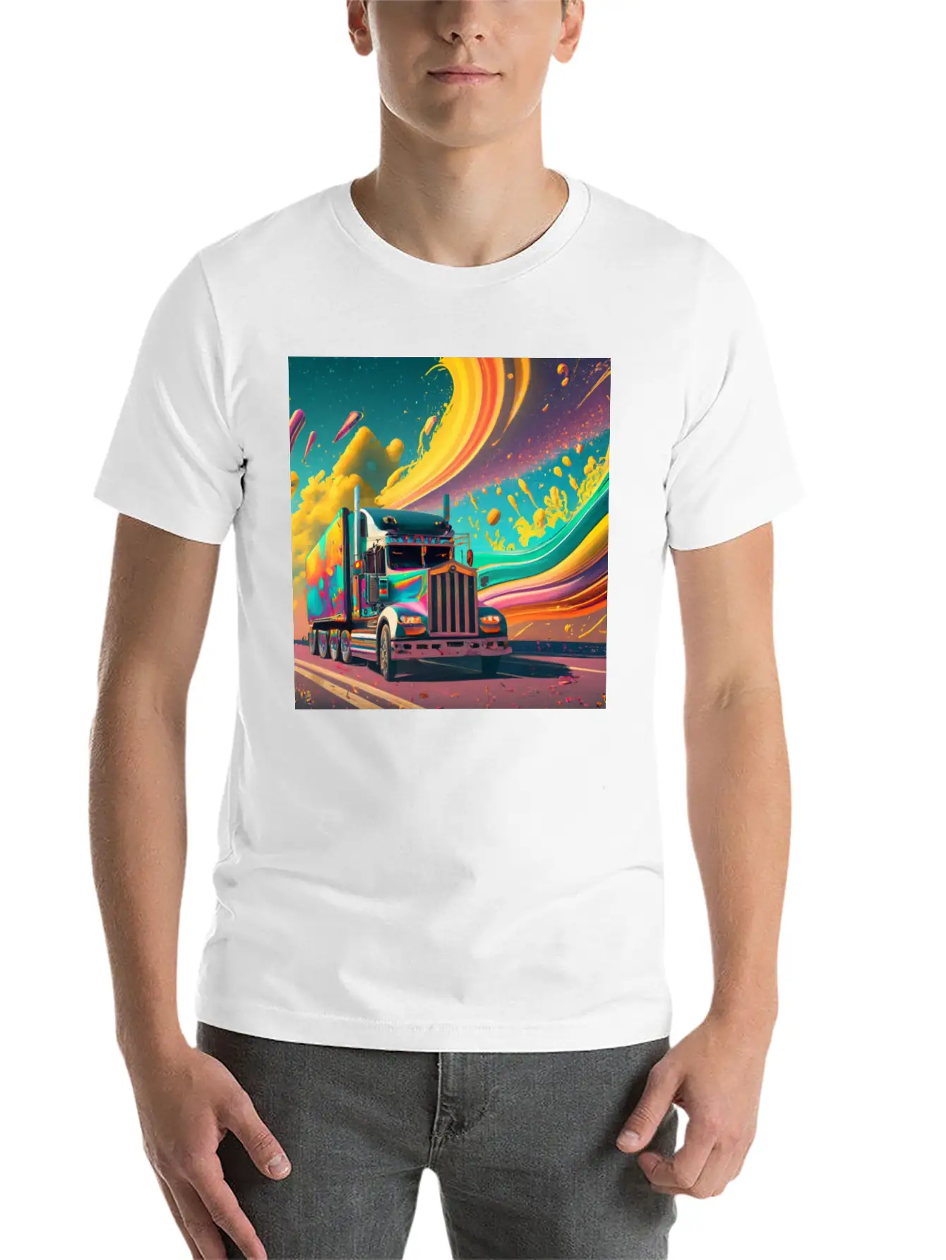 Abstract Painting Of A Heavy Truck Unisex Casual T-Shirt – Clean Design For Daily Comfort