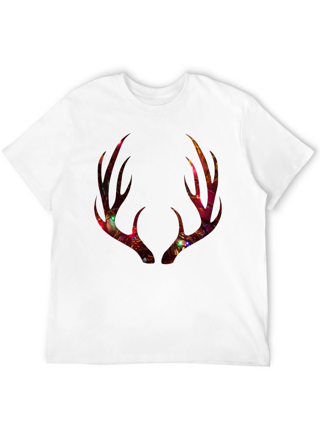 Festive Deer Antler Graphic Tee - Holiday Style