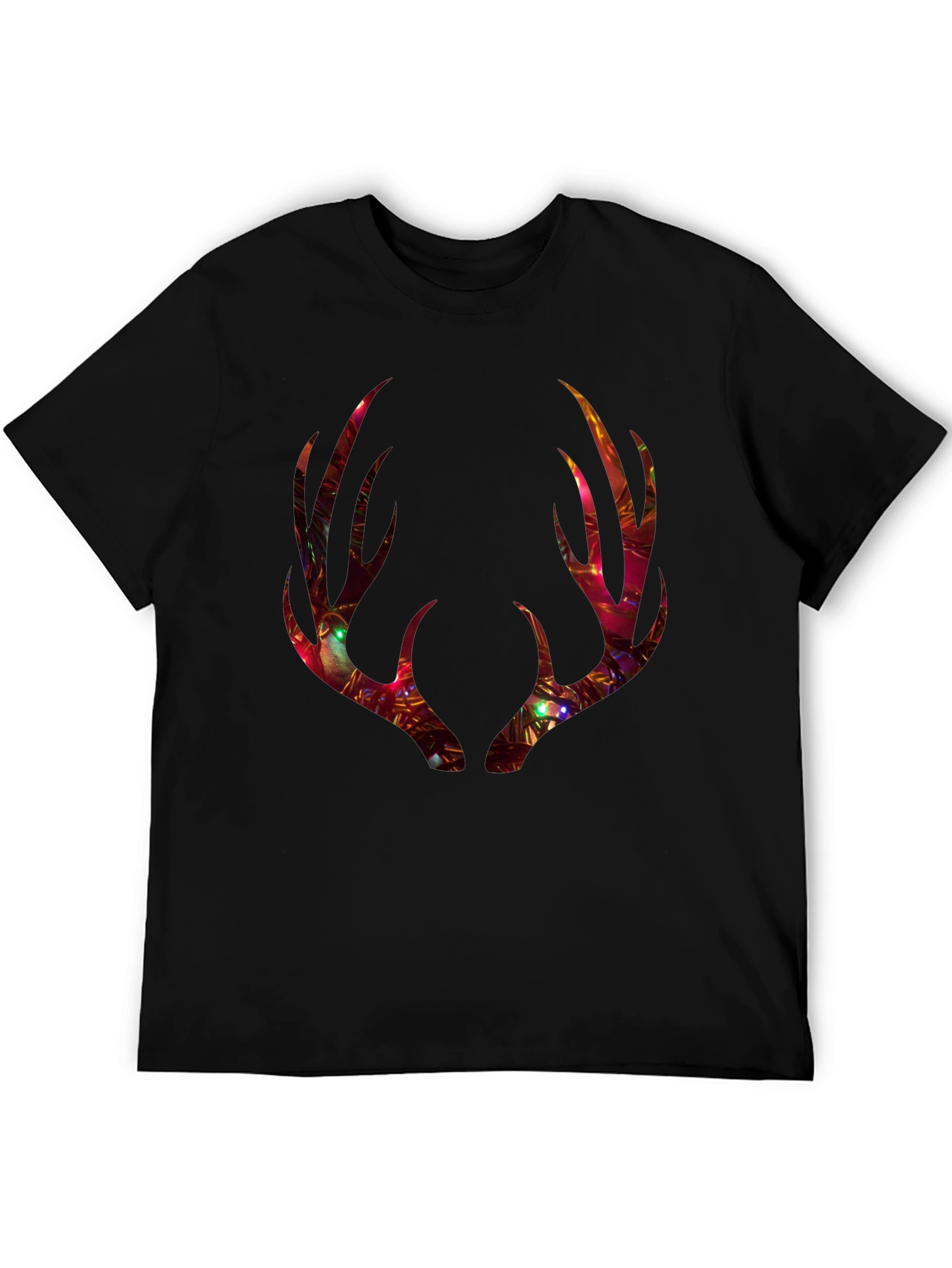Festive Deer Antler Graphic Tee - Holiday Style
