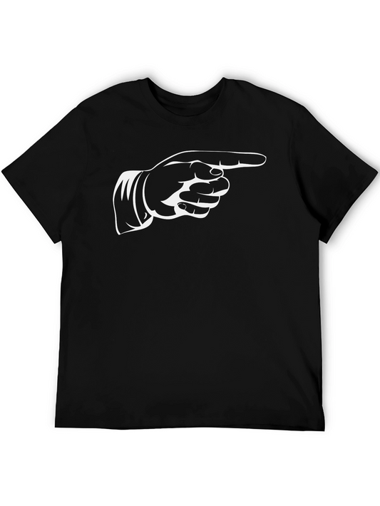 Pointing Finger Graphic Tee - Black Cotton T-Shirt