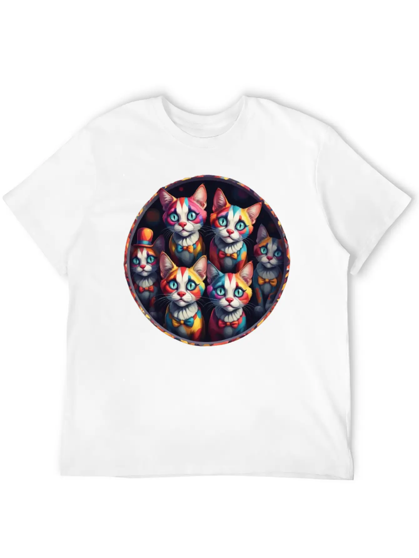 Adorable Sad Clown Cats Unisex Casual T-Shirt – Clean Design For Daily Comfort