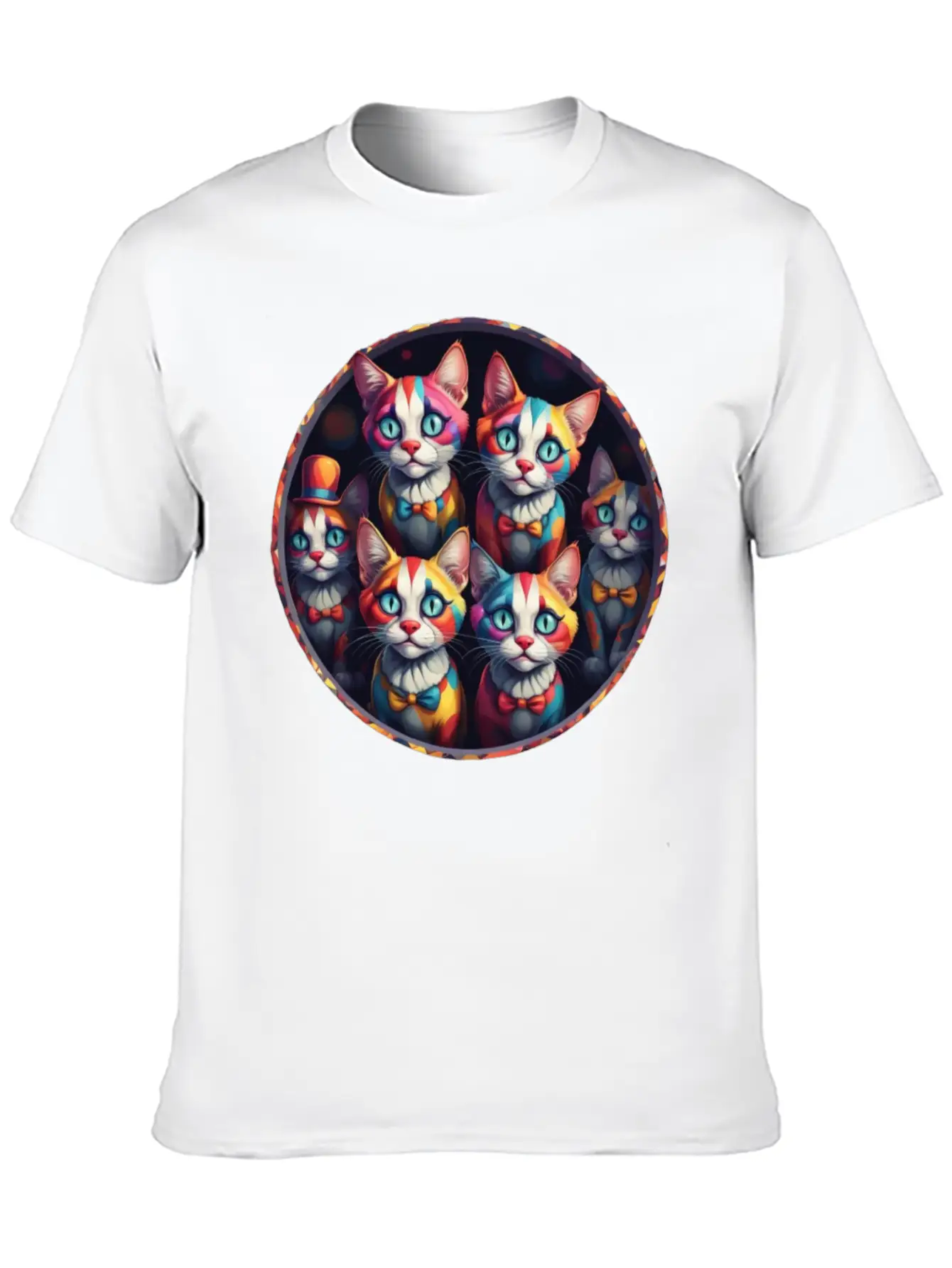 Adorable Sad Clown Cats Unisex Casual T-Shirt – Clean Design For Daily Comfort