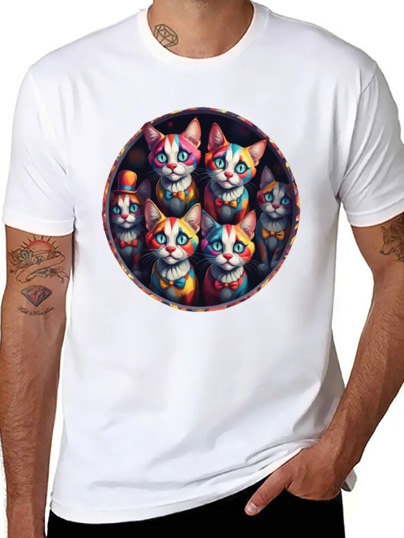 Adorable Sad Clown Cats Unisex Casual T-Shirt – Clean Design For Daily Comfort