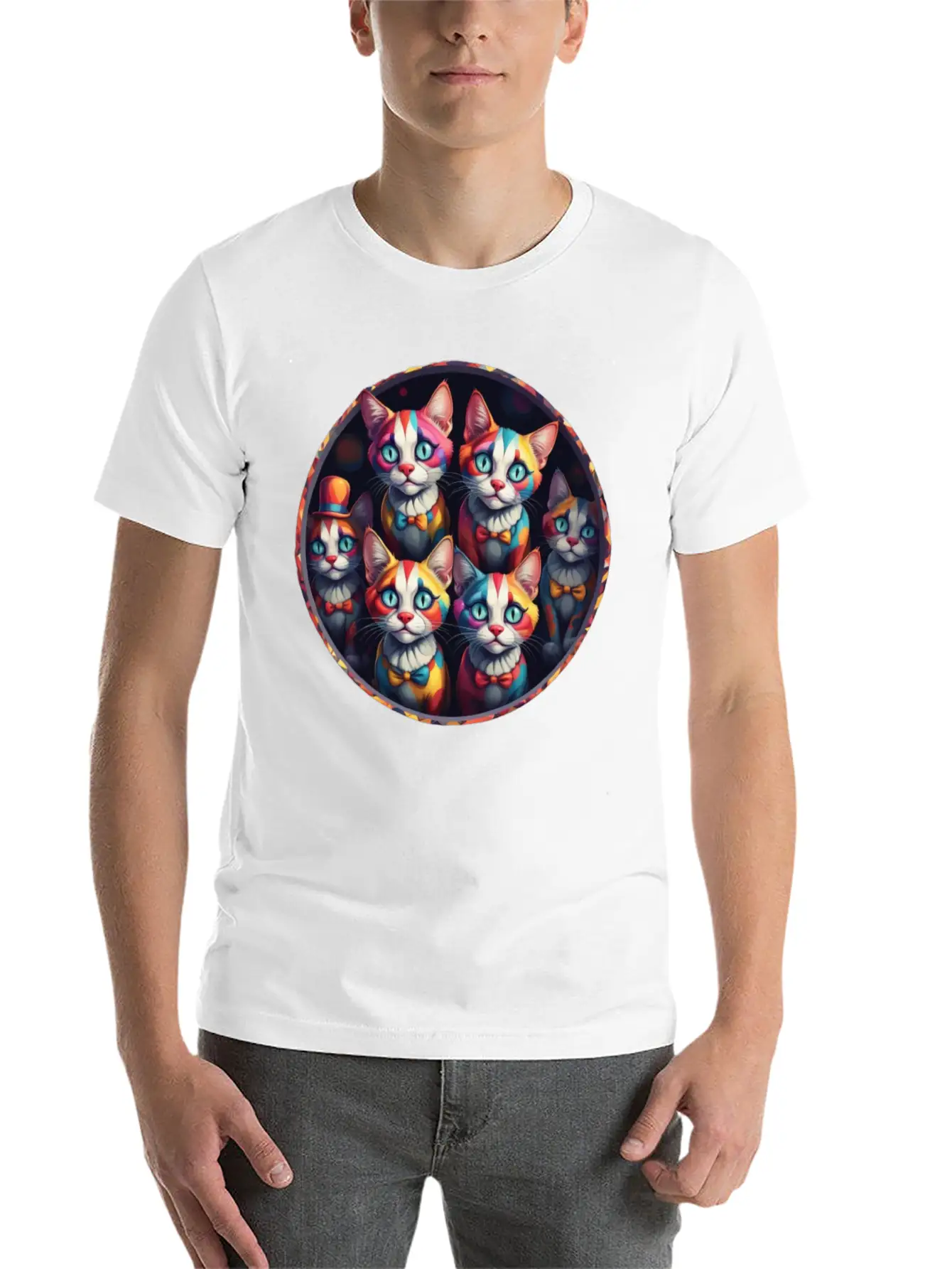 Adorable Sad Clown Cats Unisex Casual T-Shirt – Clean Design For Daily Comfort