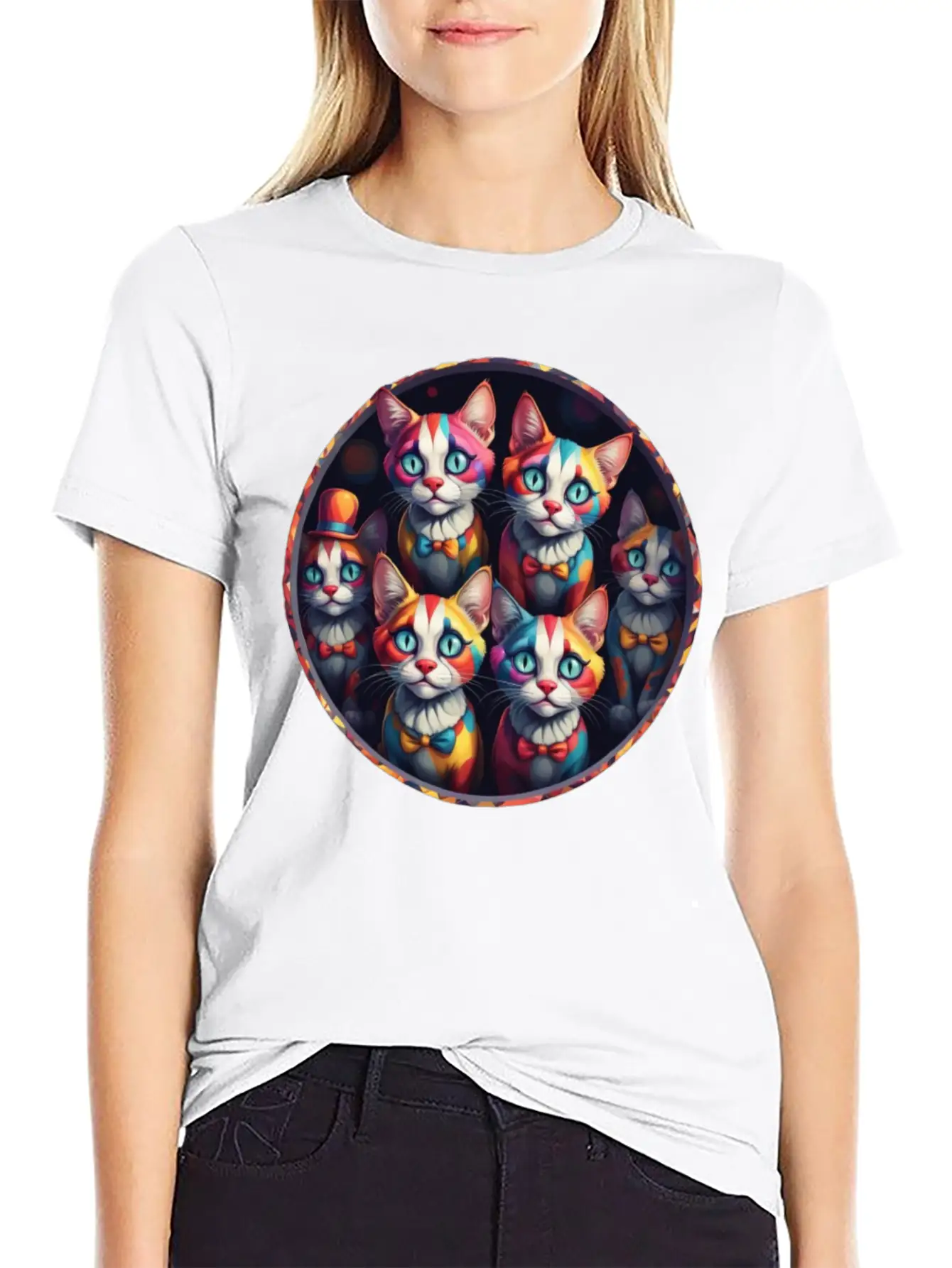 Adorable Sad Clown Cats Unisex Casual T-Shirt – Clean Design For Daily Comfort