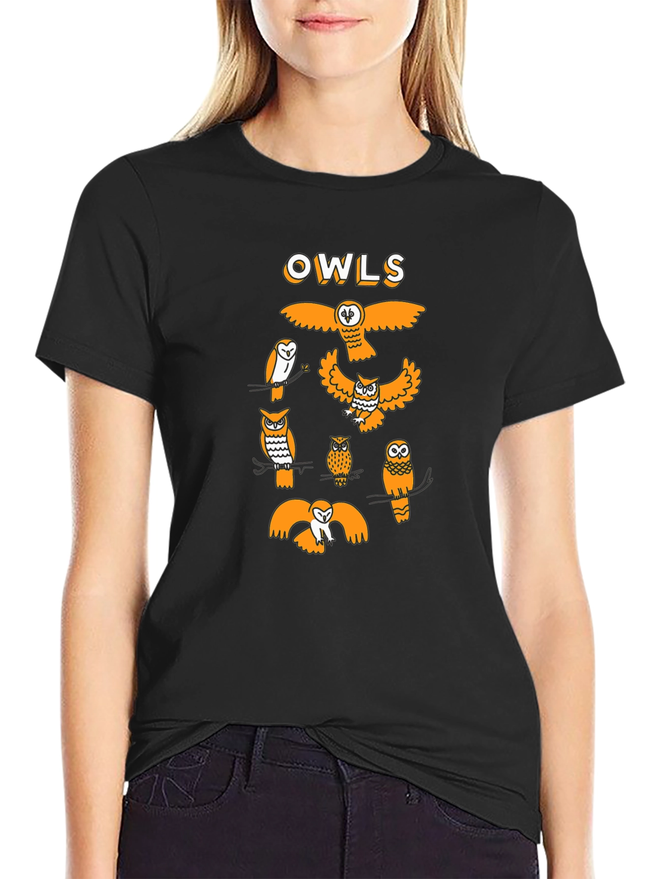 Graphic Owl T-Shirt - Black Cotton Tee