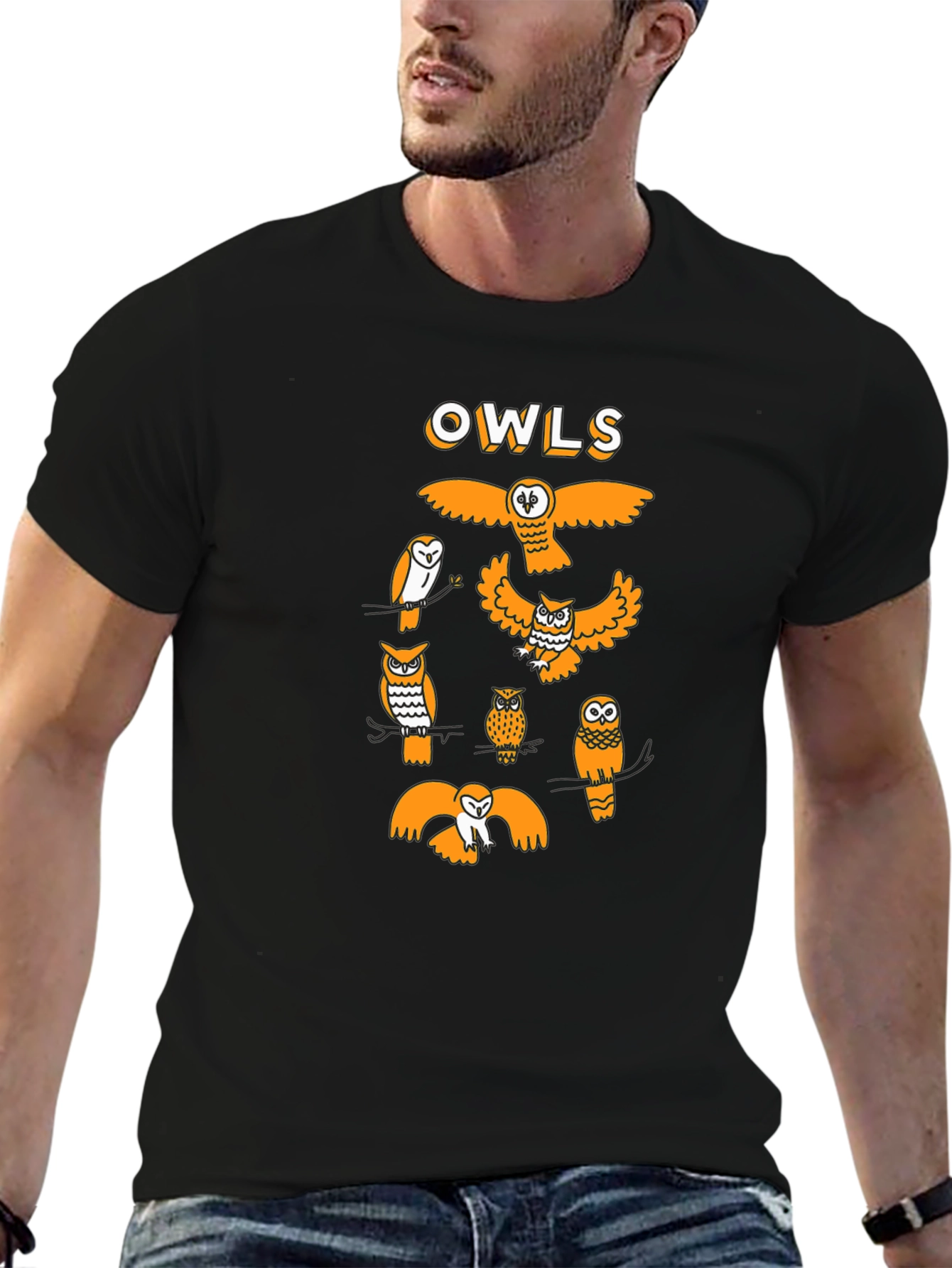 Graphic Owl T-Shirt - Black Cotton Tee