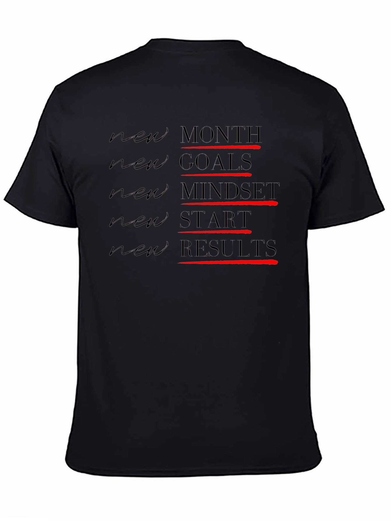 Motivational New Goals Black T-Shirt