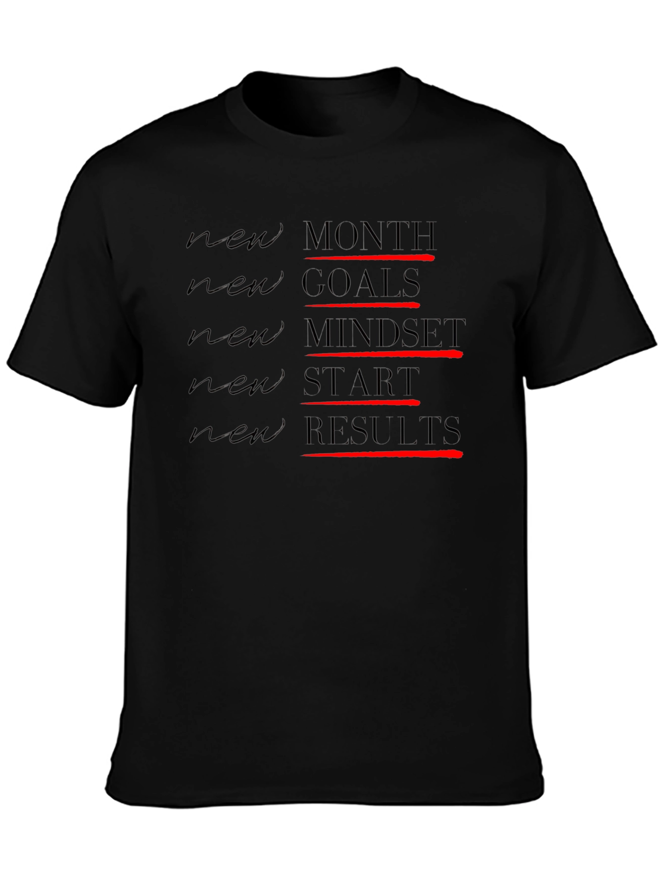 Motivational New Goals Black T-Shirt