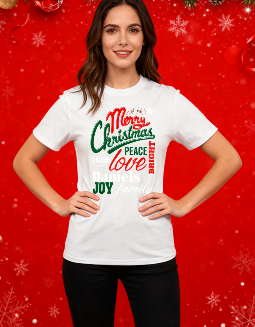 Merry Christmas Daniels Family Graphic T-Shirt - 100% Cotton, Christmas Exclusive for Family Gatherings & Casual Occasions