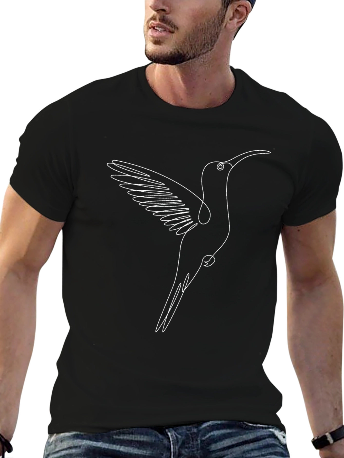 Hummingbird Line Art Graphic Tee - Stylish Casual Wear