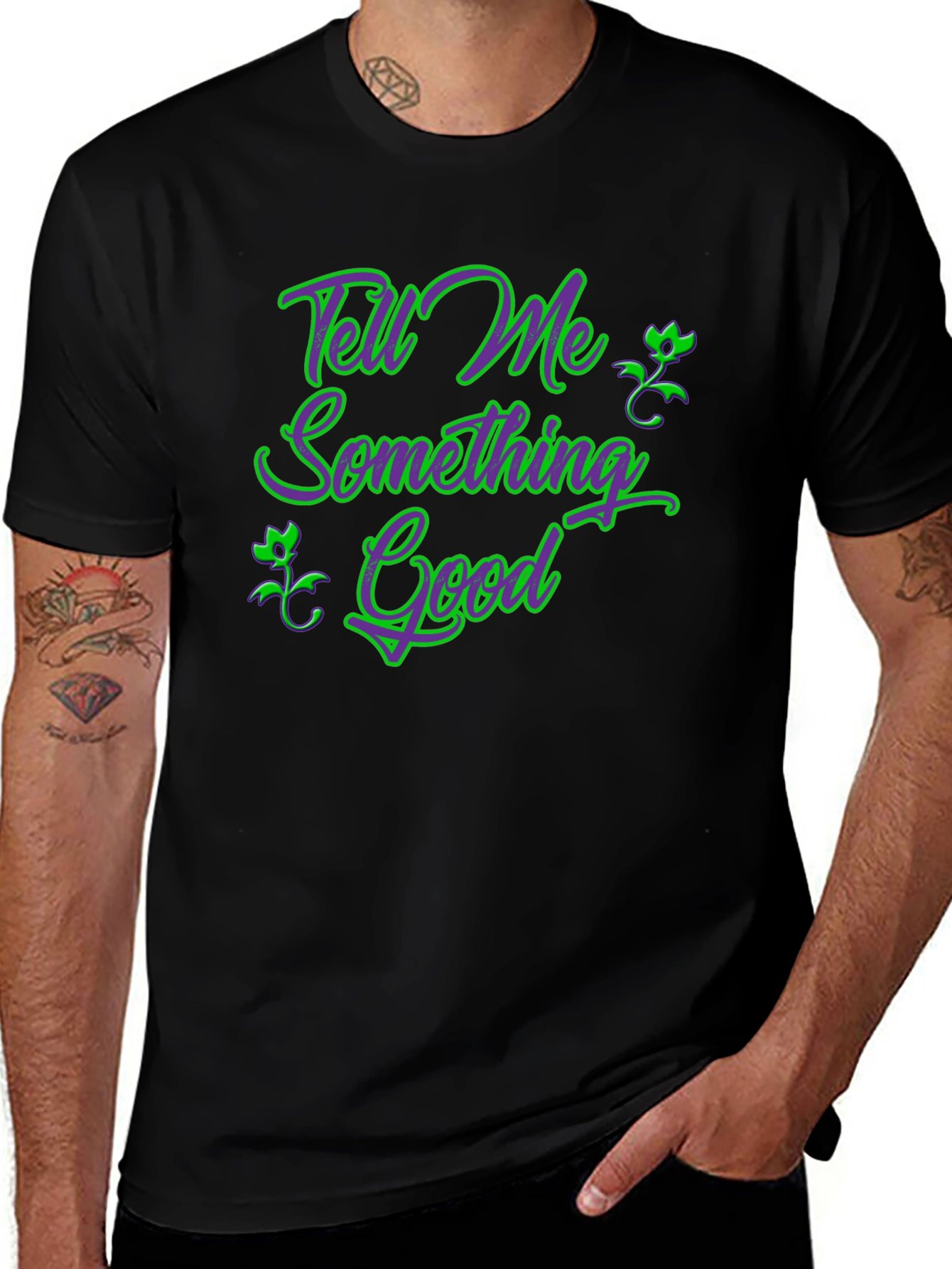 Tell Me Something Good Black Graphic Tee