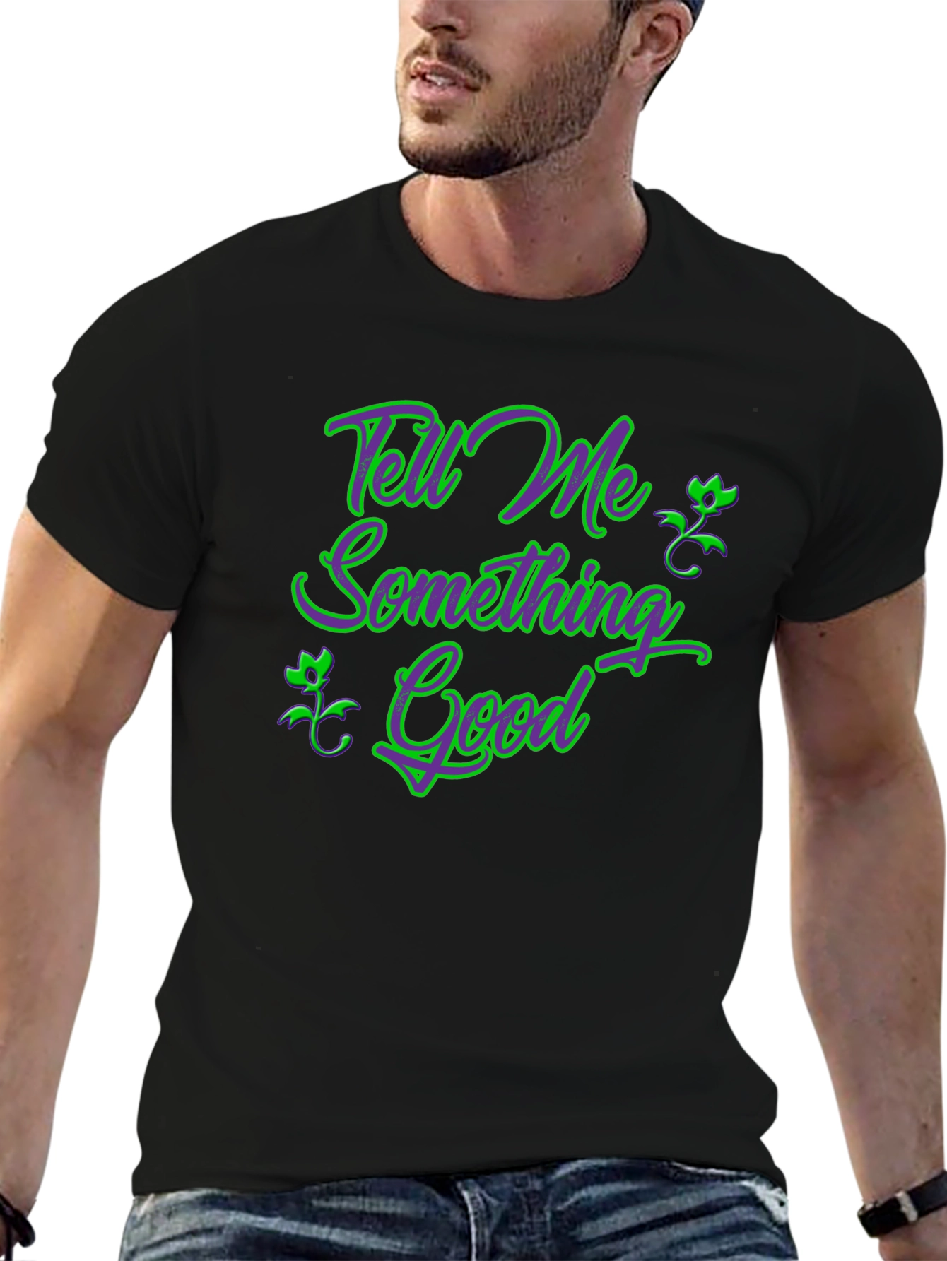 Tell Me Something Good Black Graphic Tee