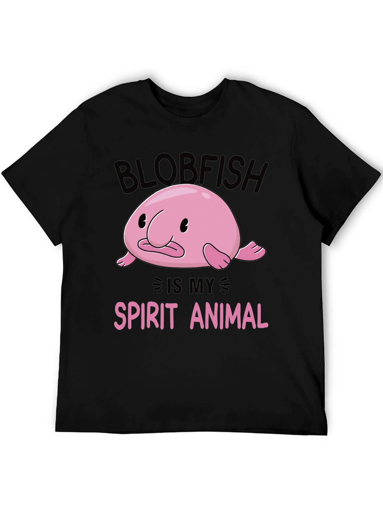 Blobfish Spirit Animal Black Graphic T-Shirt