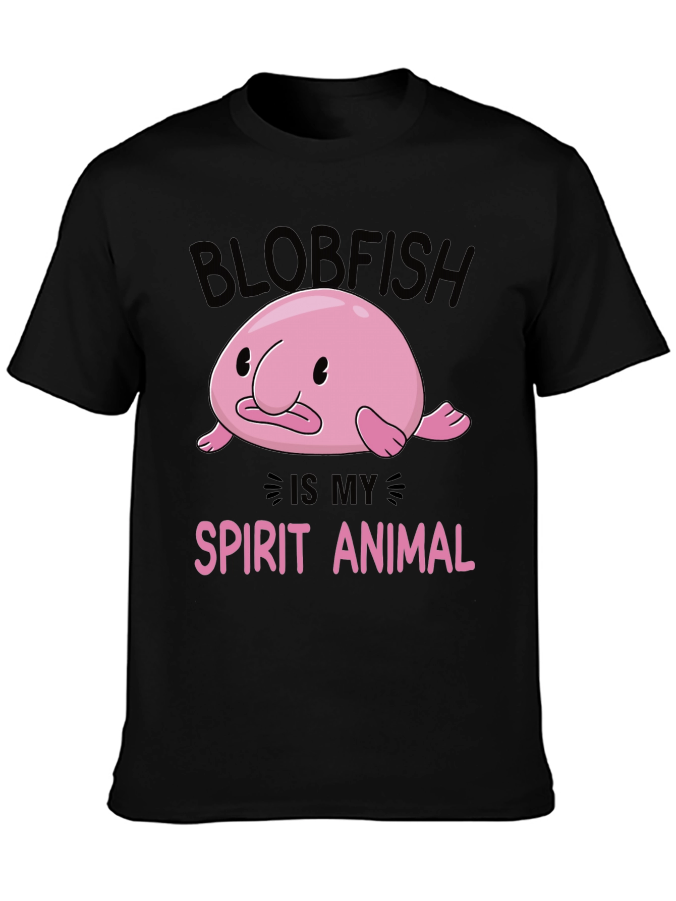 Blobfish Spirit Animal Black Graphic T-Shirt