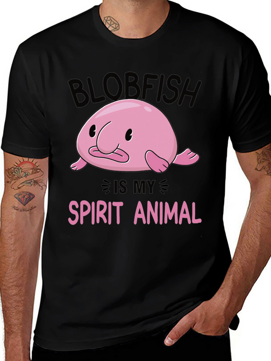Blobfish Spirit Animal Black Graphic T-Shirt