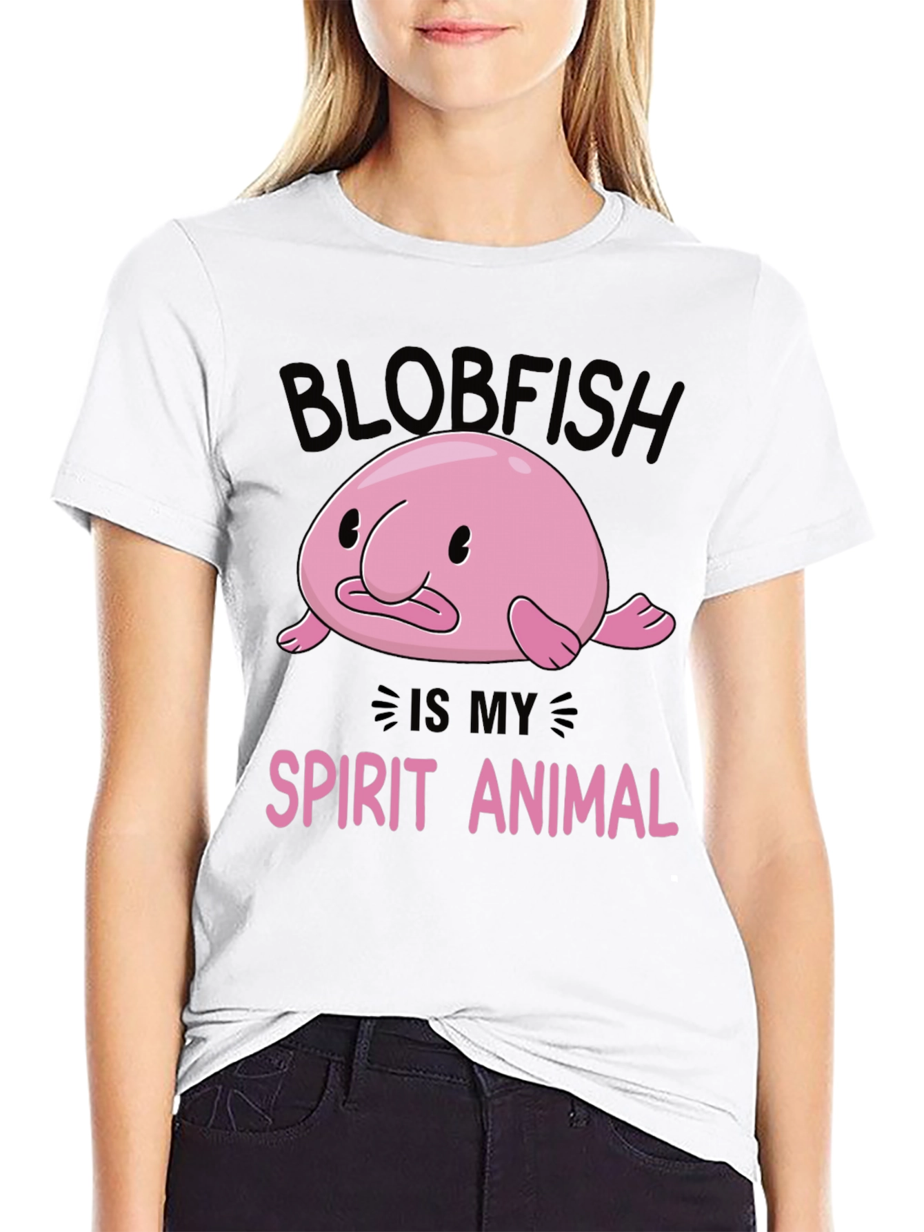 Blobfish Spirit Animal Black Graphic T-Shirt