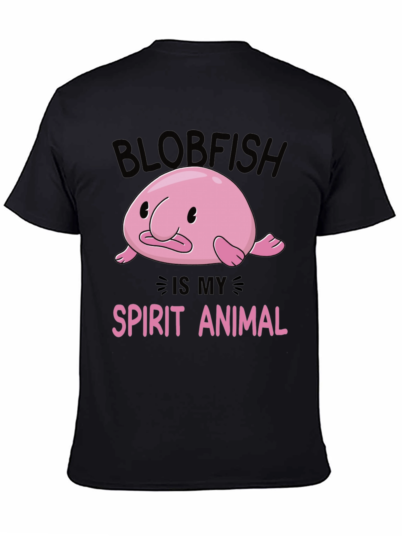 Blobfish Spirit Animal Black Graphic T-Shirt
