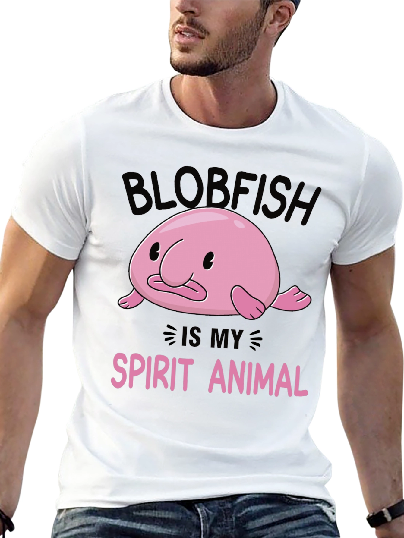 Blobfish Spirit Animal Black Graphic T-Shirt