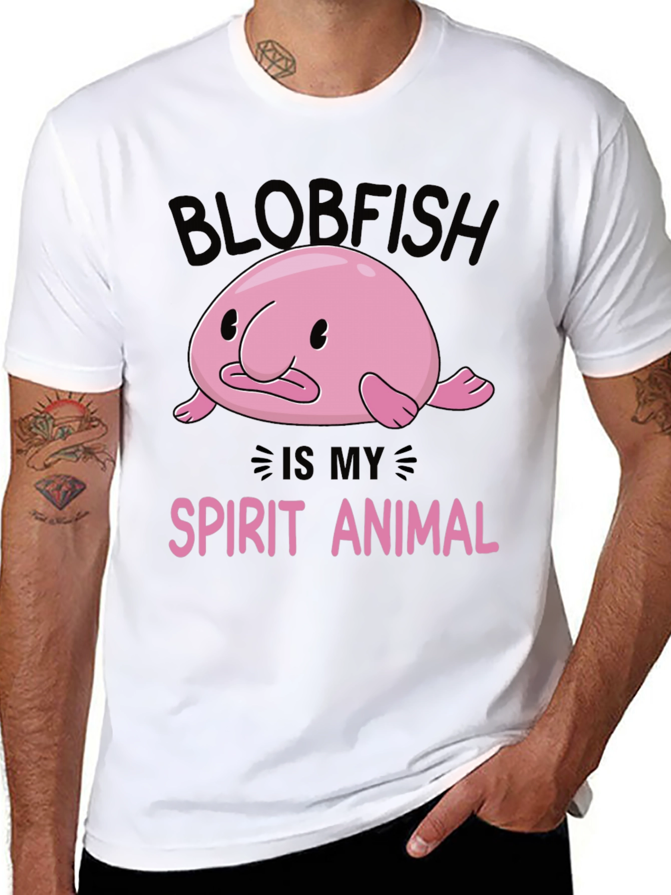 Blobfish Spirit Animal Black Graphic T-Shirt