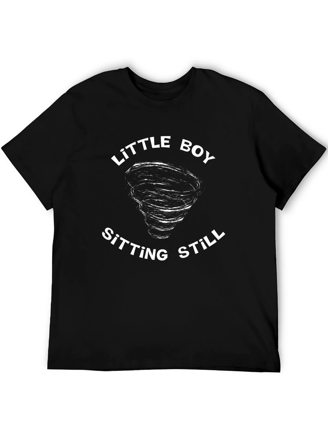 Little Boy Sitting Still Black Graphic T-Shirt