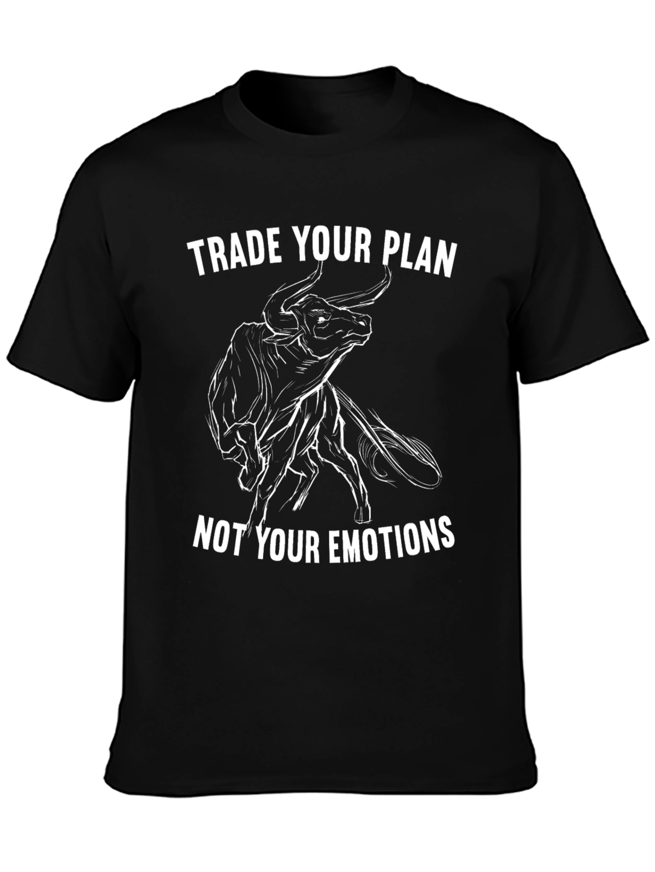 Trade Your Plan Bull Design Black T-Shirt