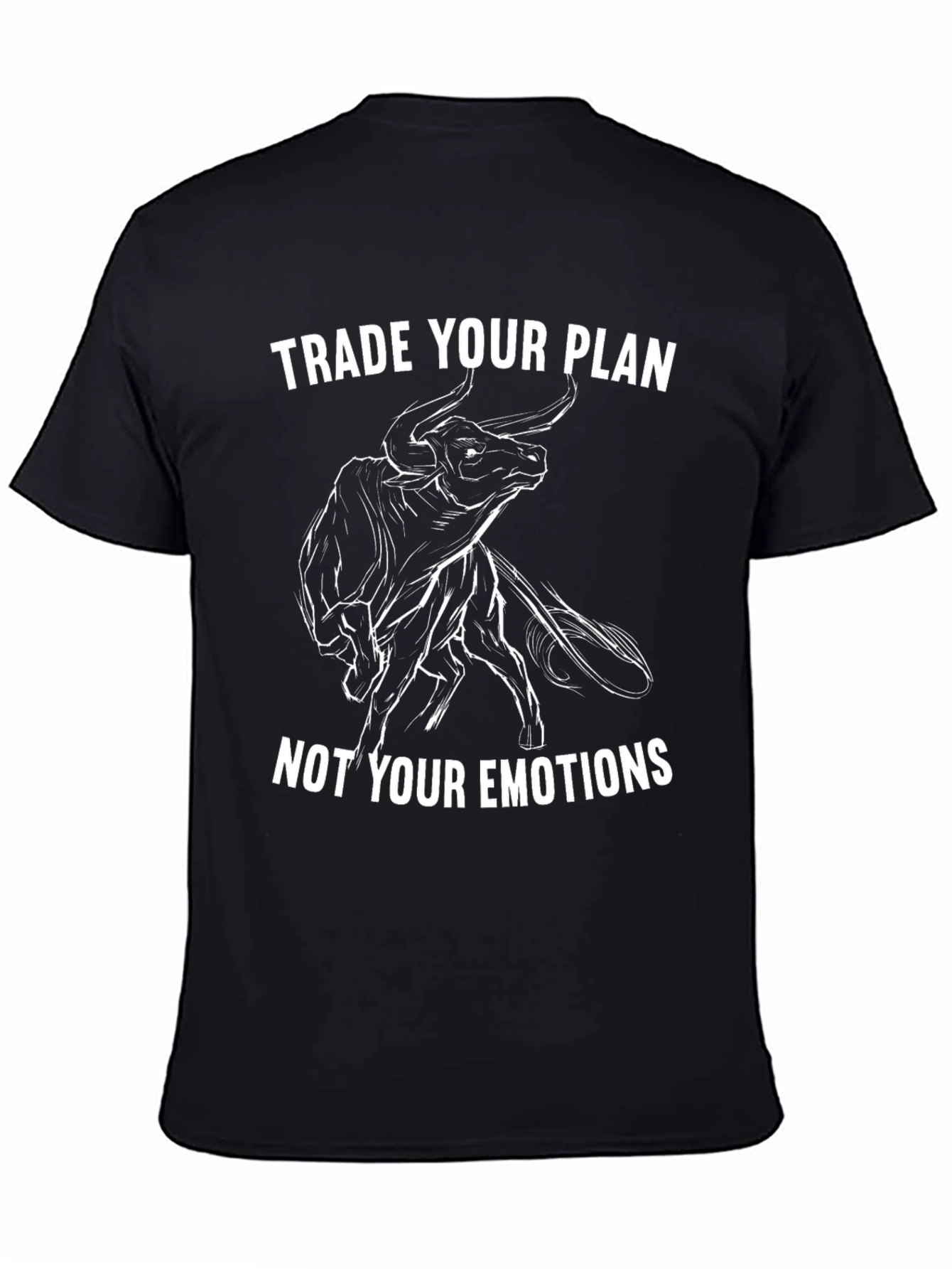 Trade Your Plan Bull Design Black T-Shirt
