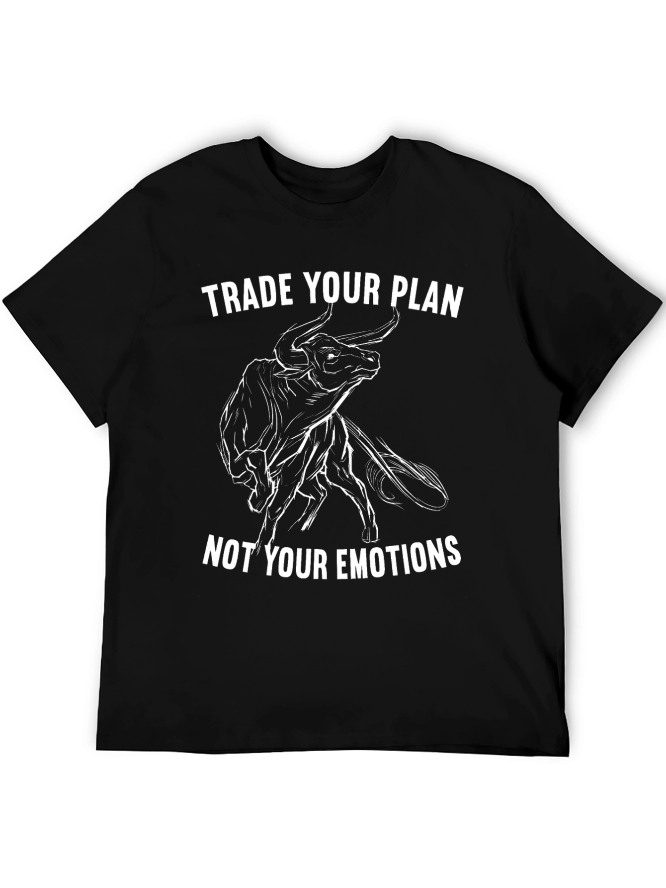 Trade Your Plan Bull Design Black T-Shirt