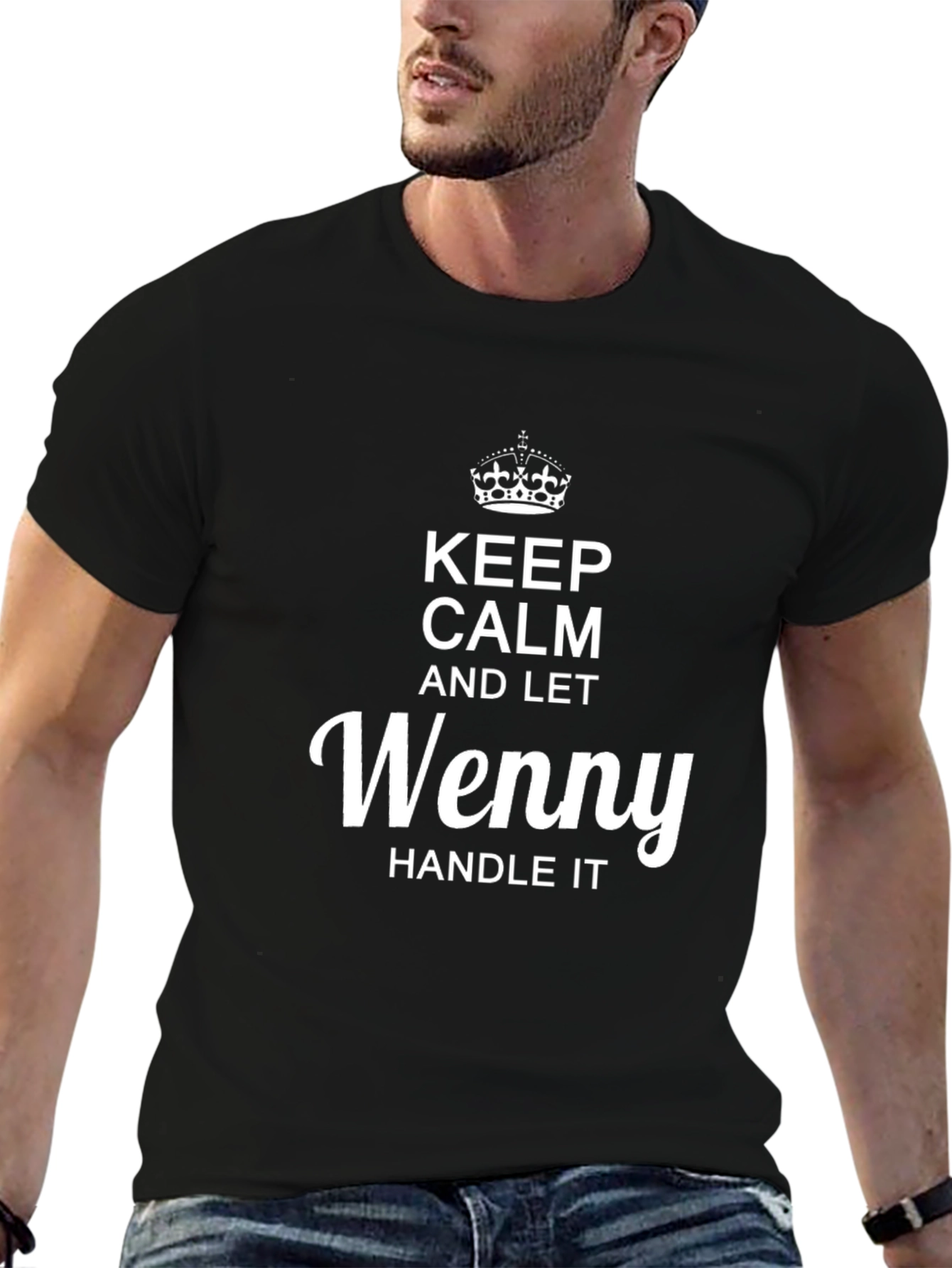 Keep Calm and Let Wenny Handle It Black T-Shirt