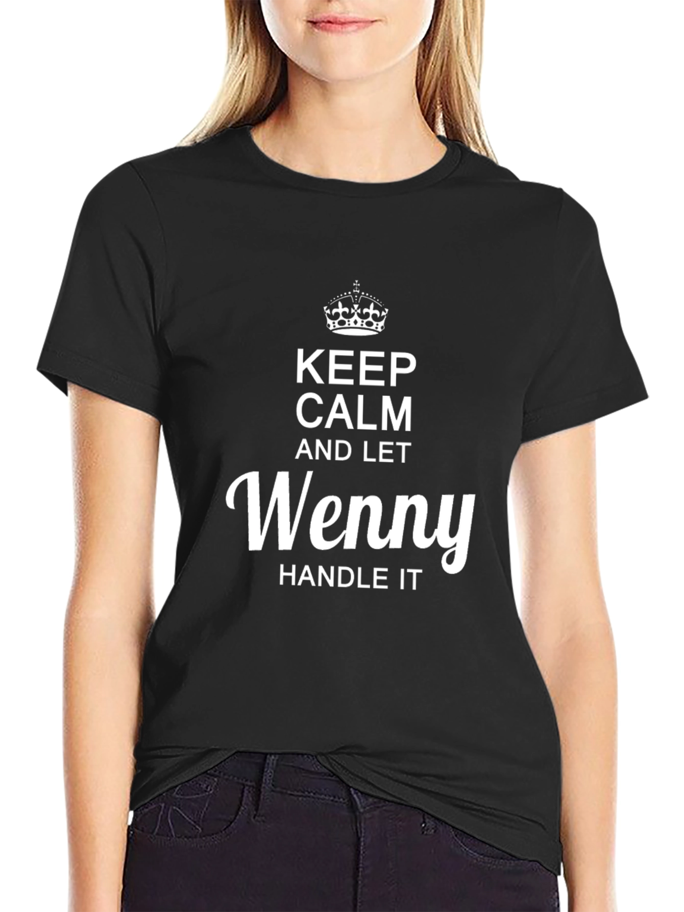 Keep Calm and Let Wenny Handle It Black T-Shirt