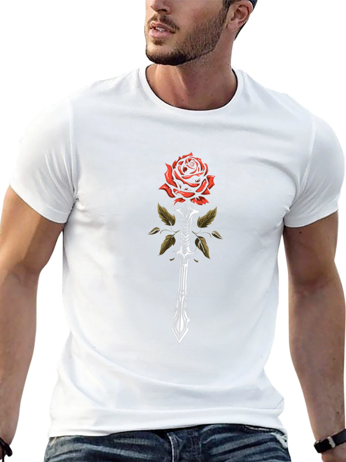 Rose Sword Graphic Tee - Mens Black T-Shirt