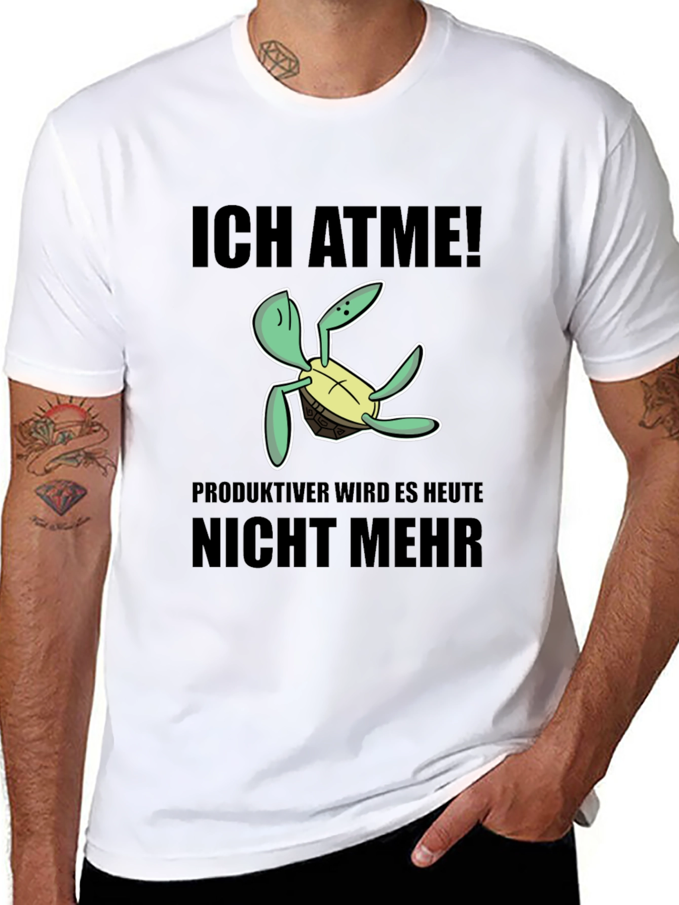 Ich Atme Turtle T-Shirt - Funny German Slogan Tee