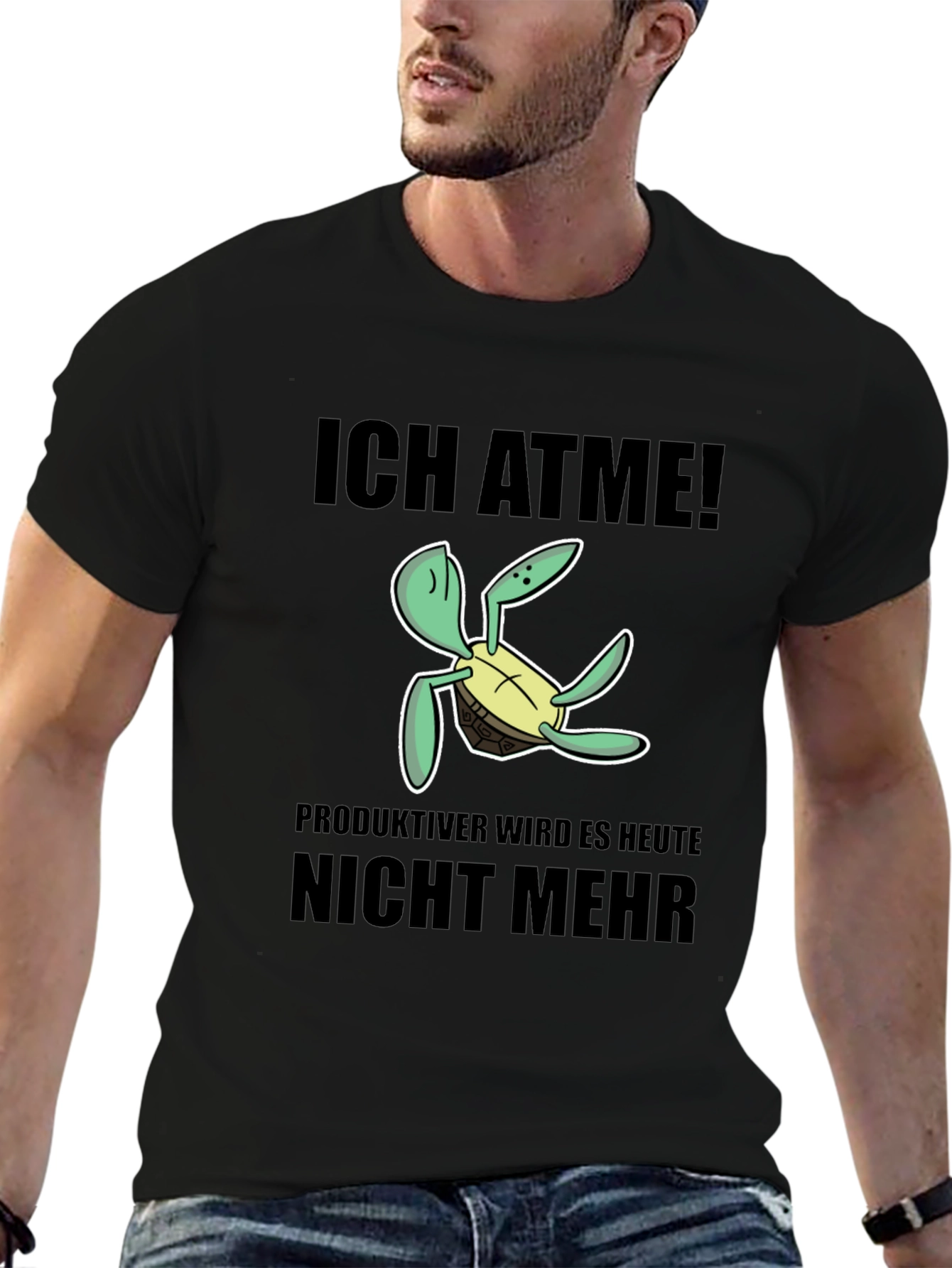 Ich Atme Turtle T-Shirt - Funny German Slogan Tee