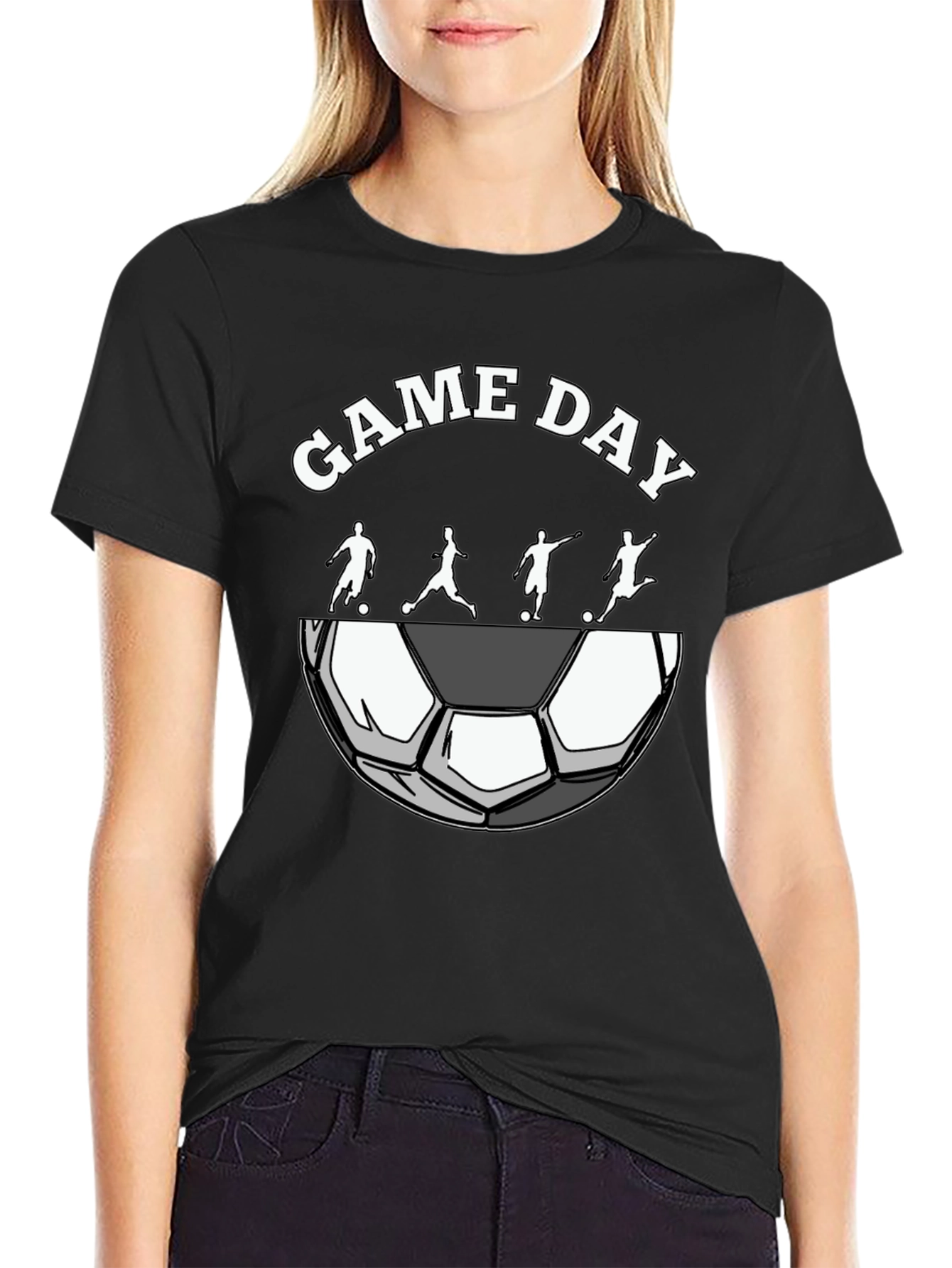 Game Day Soccer Graphic Tee - Black Cotton T-Shirt