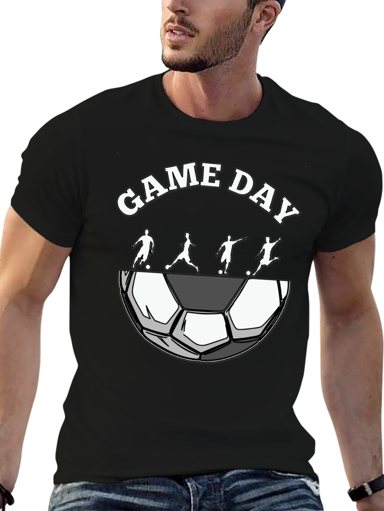 Game Day Soccer Graphic Tee - Black Cotton T-Shirt