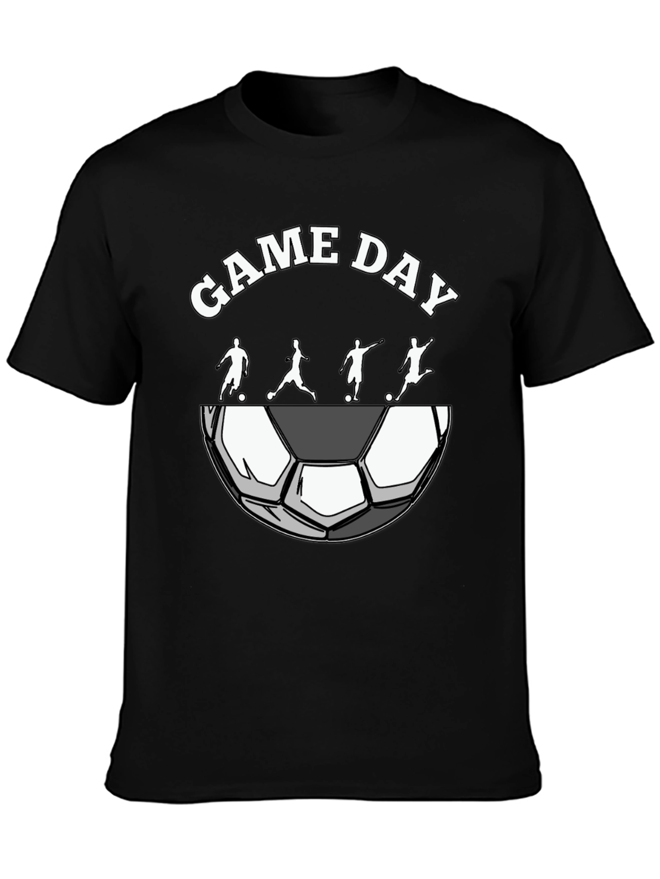Game Day Soccer Graphic Tee - Black Cotton T-Shirt