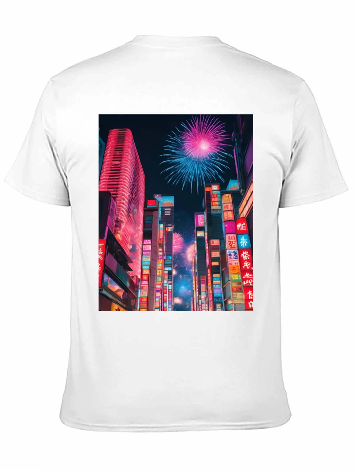 Cyberpunk City Fireworks T-Shirt