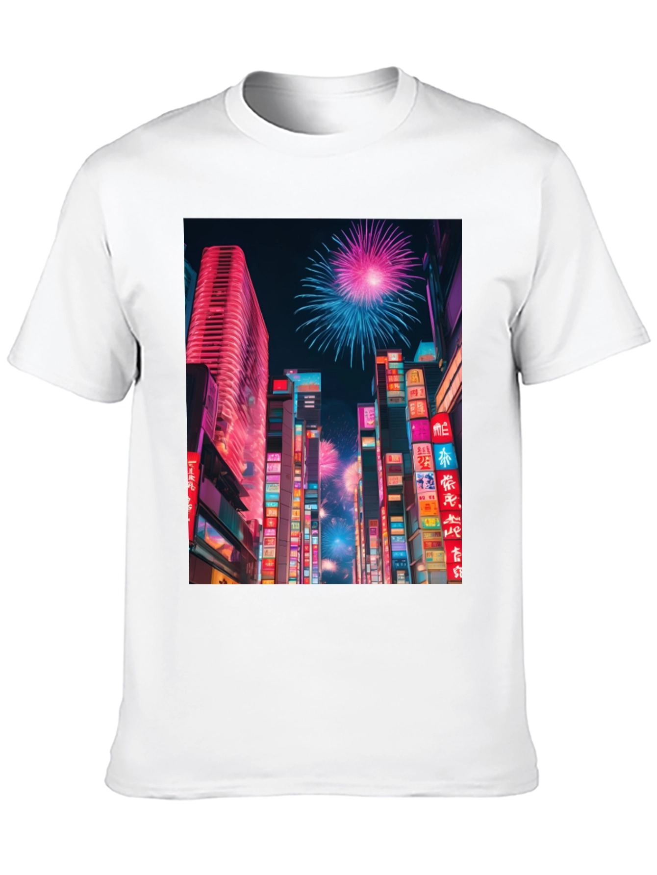 Cyberpunk City Fireworks T-Shirt
