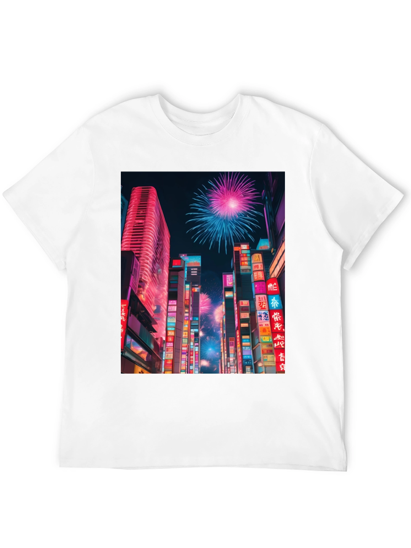 Cyberpunk City Fireworks T-Shirt