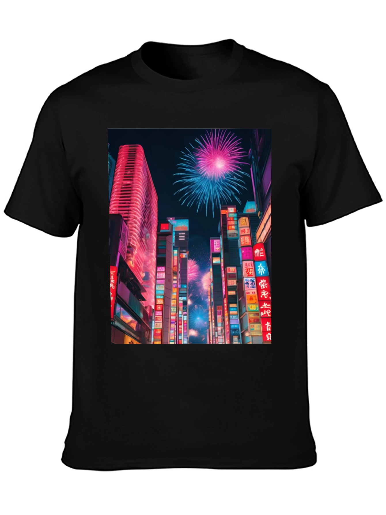 Cyberpunk City Fireworks T-Shirt