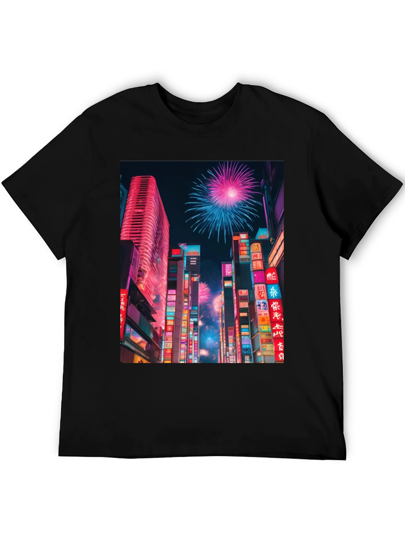 Cyberpunk City Fireworks T-Shirt