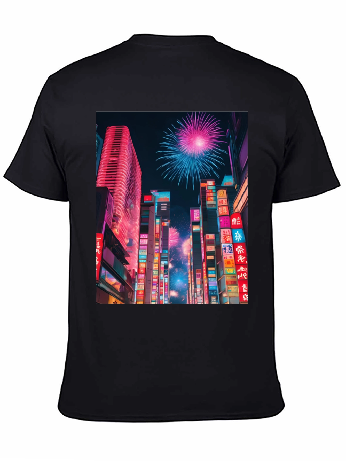 Cyberpunk City Fireworks T-Shirt